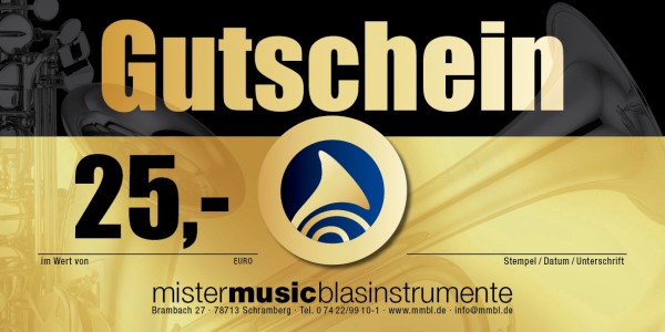 MISTER MUSIC Geschenkgutschein über 25,- €